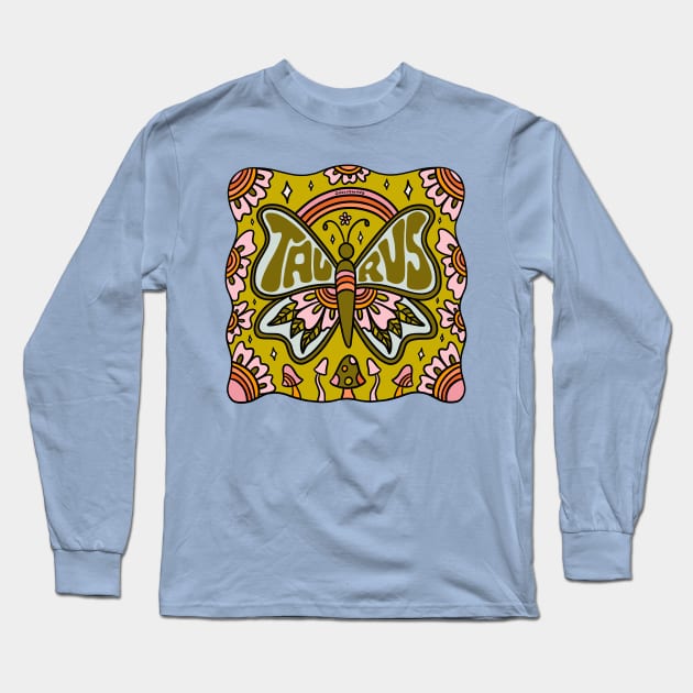 Taurus Butterfly Long Sleeve T-Shirt by Doodle by Meg